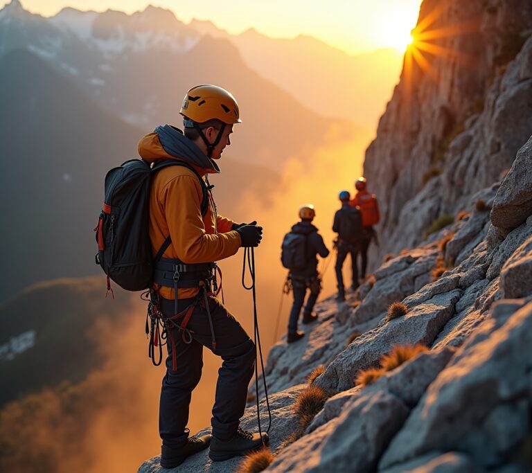 Climber on a natural rock face