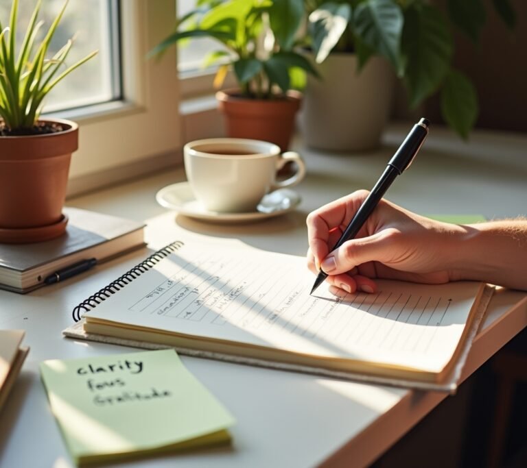 Open journal with handwritten notes