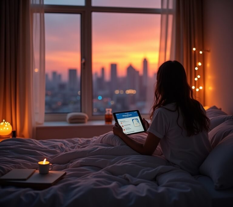 Laptop closing at sunset