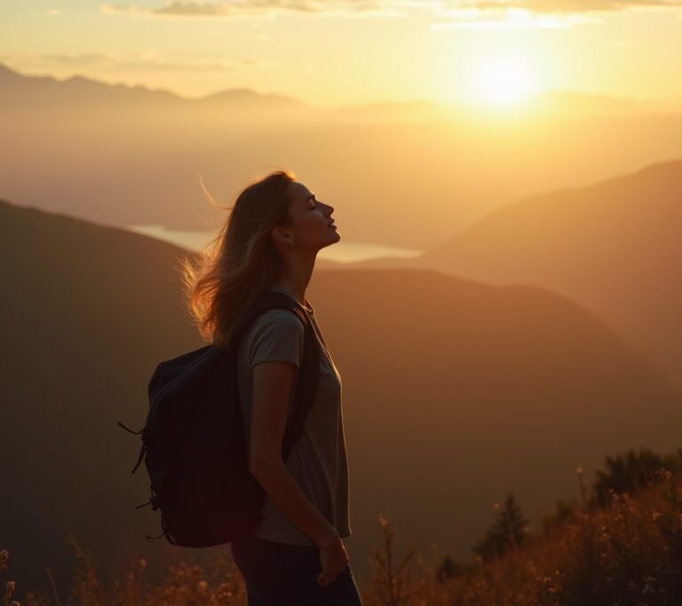 Person putting camera down to watch a sunset